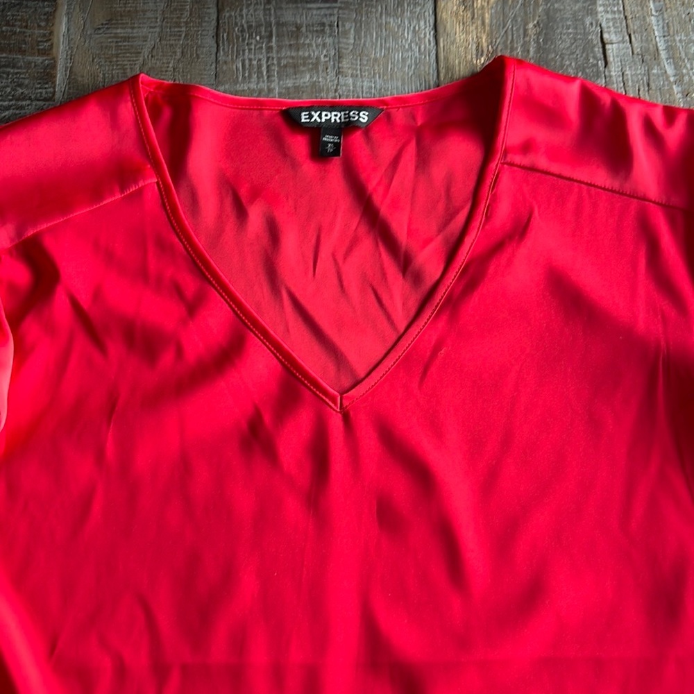 Express V-Neck Gramercy Tee Red Size Xs - image 3